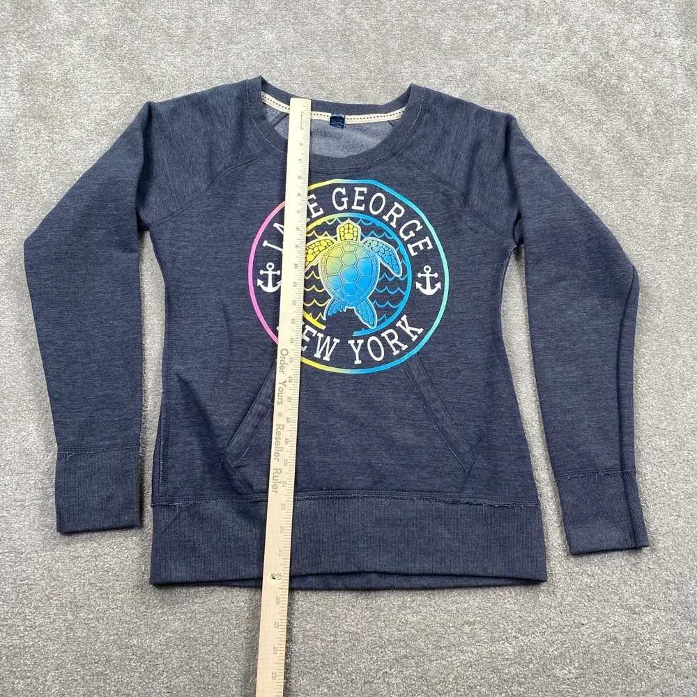 Lake George New York Women's‎ Sweatshirt Size Medium Blue Turtle - Picture 6 of 11